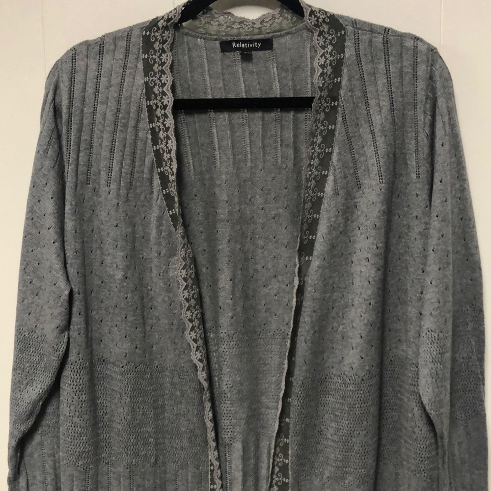 Relativity | Grey&Lace Cardigan (2X)